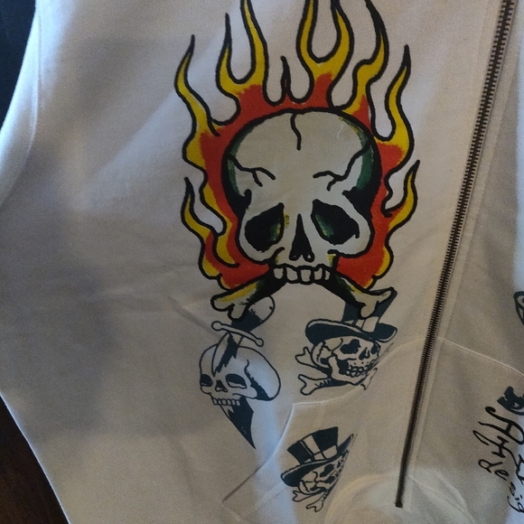 Ed Hardy NWT flaming ☠️ Zip-Up Hoodie Size XXL - Picture 3 of 12